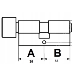 Wkładki System 1klucz 35/55+G35/55 - gałka po stronie krótszej - kolor mosiądz